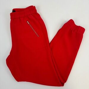 J.Crew Womens Red Crepe Jogger Pants Elastic Waist Zipper Pockets Size 2